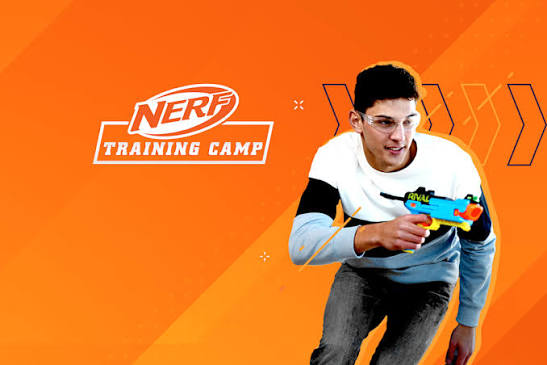 Nerf Training Camp IP-branded experience with a guest taking part